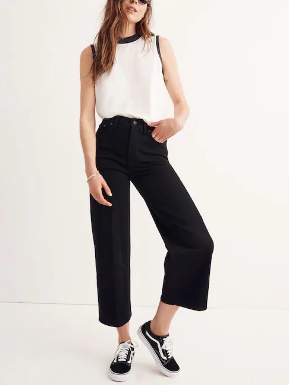 Madewell Black Slim Wide-Leg Crop Women's Jeans